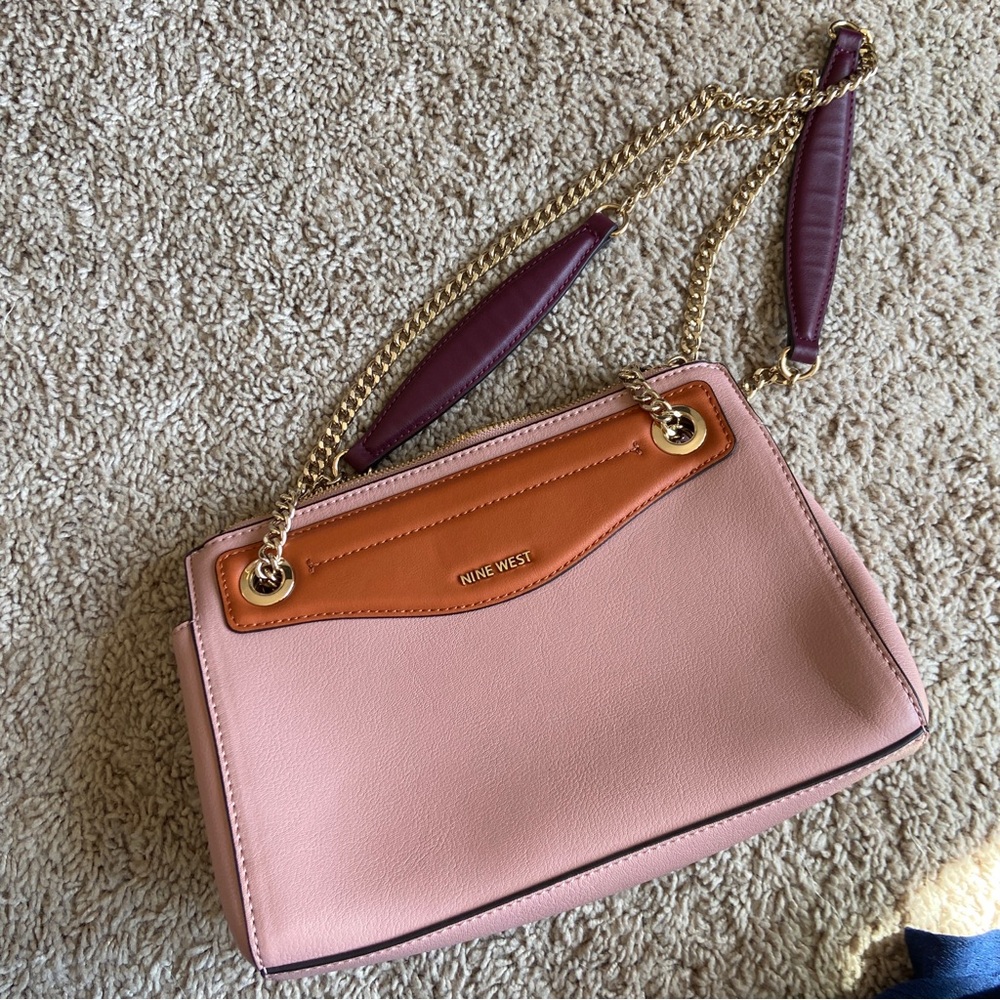 Nine West Pink and Tan Shoulder Bag